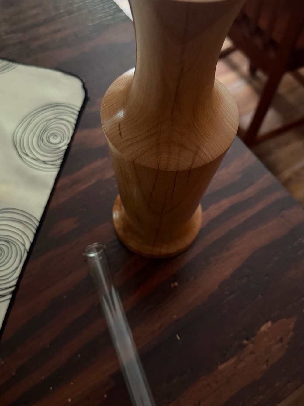 Natural Wood Decorative Vase with test tube insert - Light Brown
